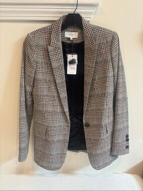 Reiss Plaid Blazer in Gray and Black with Subtle Red
